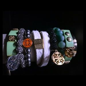 Stacking Bracelets - Rustic Cuff Set of Seven